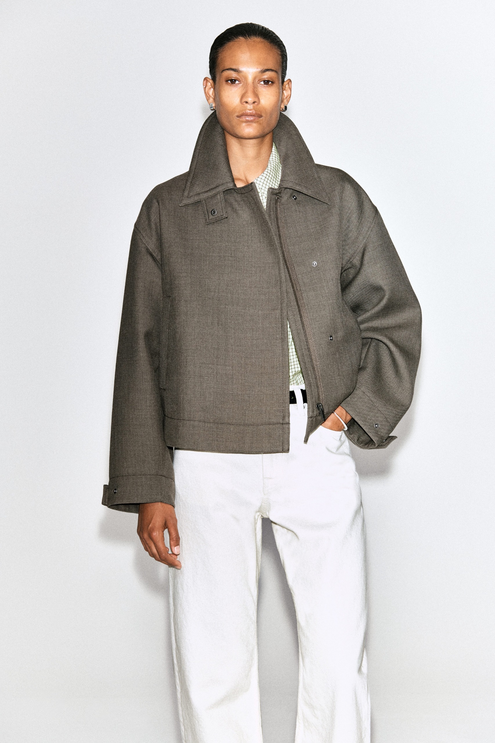 Rounded Wool-Blend Trench Jacket