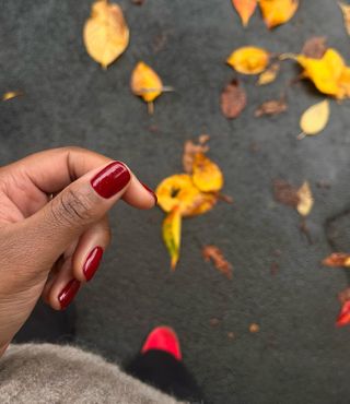 Cherry red nails in autumn