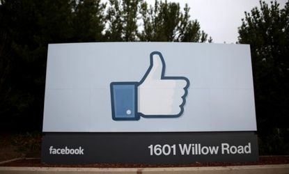 The Facebook "like" symbol at the company's headquarters in Menlo Park, Calif.: The social network is reportedly testing a new button that would appear on websites for retailers like Pottery 