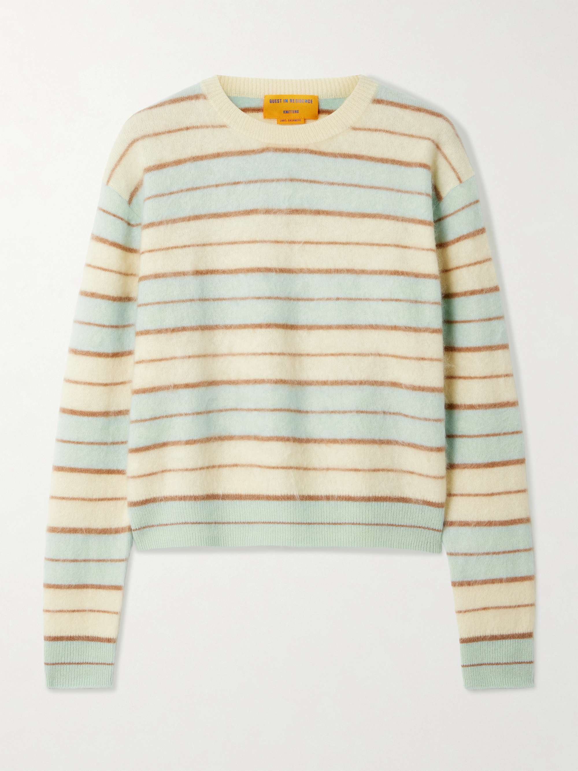 Grizzly Striped Brushed-Cashmere Sweater