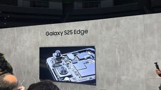 The Samsung Galaxy S25 Edge at Samsung Unpacked 2025