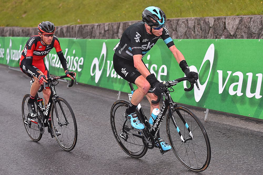 Froome and van Garderen together near the end of stage 4 at Tour de Romandie