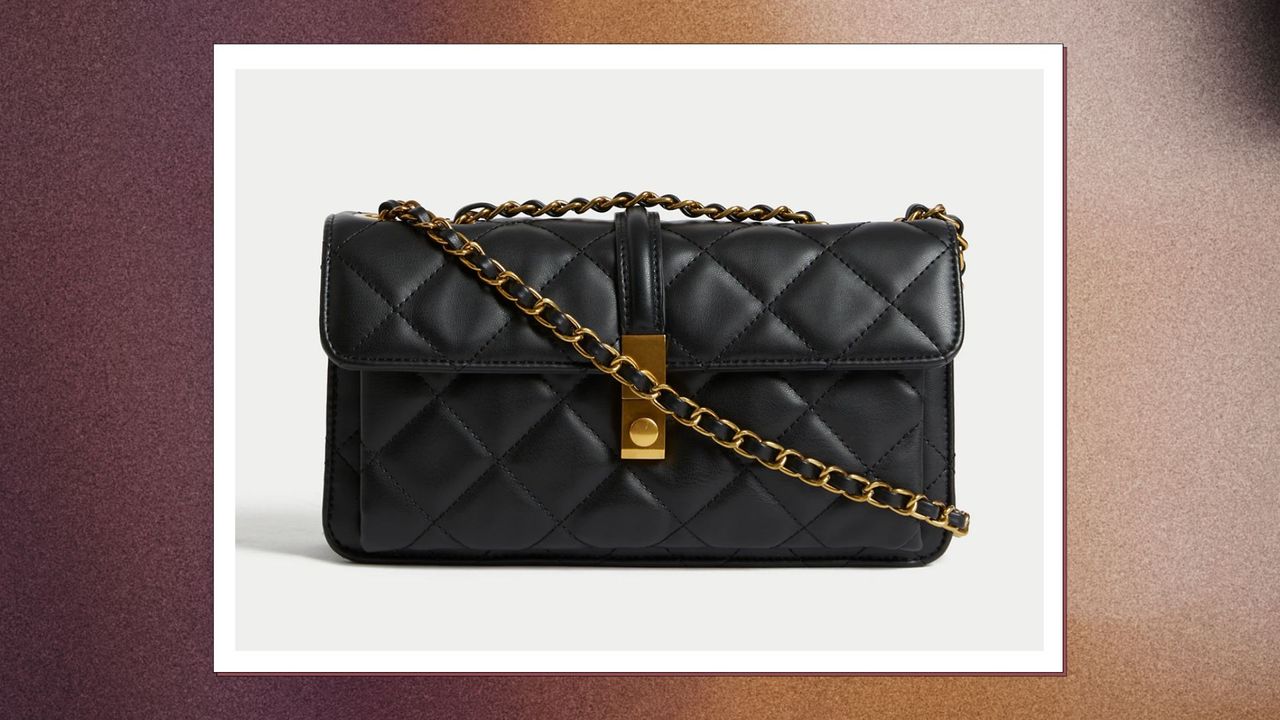 M&amp;S black quilted bag