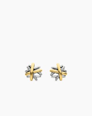 David Yurman, Crossover Stud Earrings in Sterling Silver With 18k Yellow Gold, 11mm