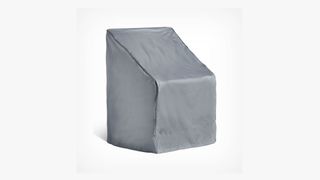 A grey outdoor furniture chair cover