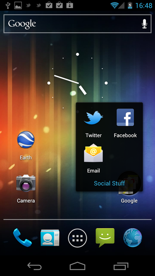 Organise apps into folders by dragging and dropping them onto each other.