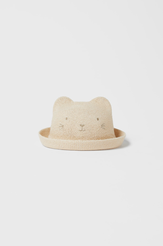 hat with embroidered cat