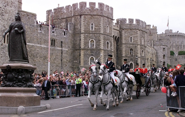 The carriage carrying the newly-wed British royal