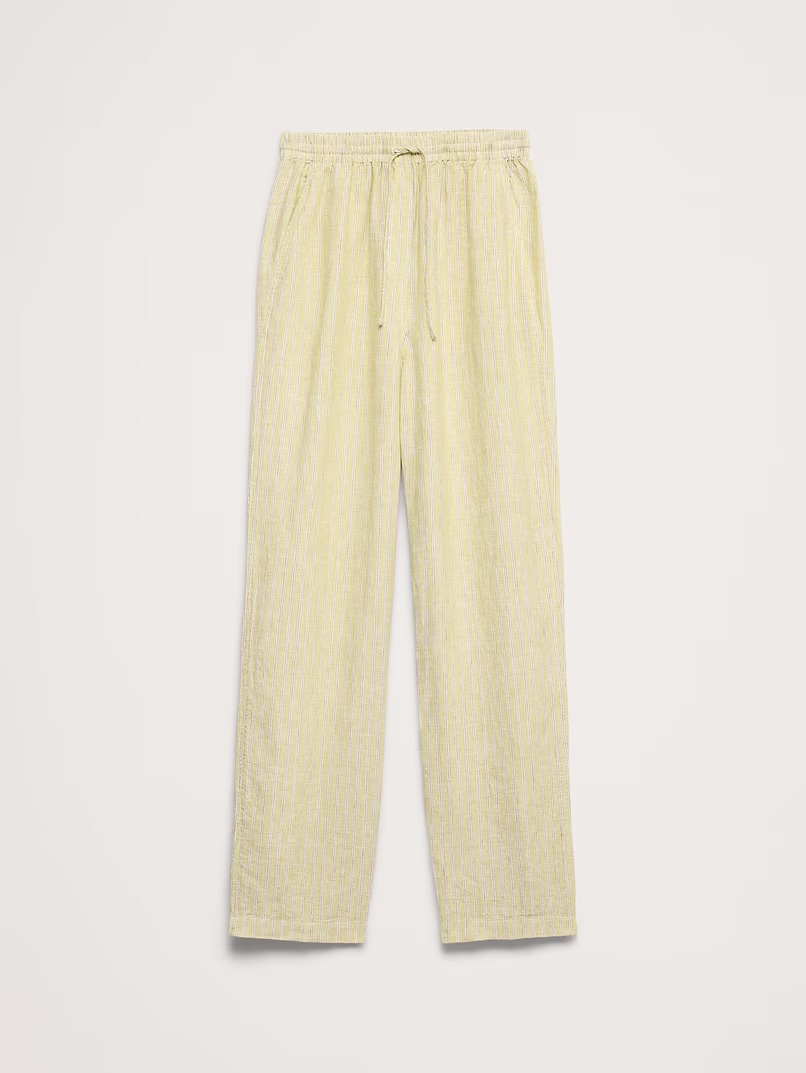 Banana Republic, The Getaway Straight-Leg Pull-On Pants in Linen