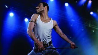 Rami Malek performing as Freddie Mercury in Bohemian Rhapsody