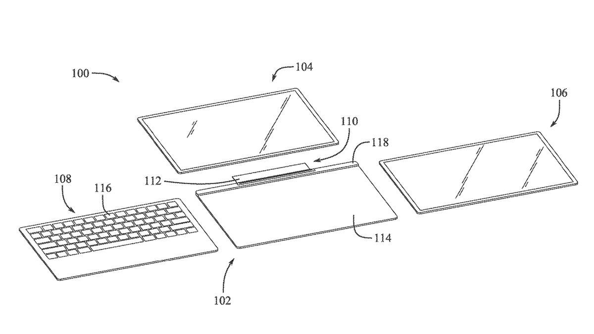 An Apple patent application showing a modular laptop