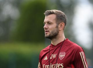 Jack Wilshere during the pre season friendly between Arsenal U18 and Sutton United at London Colney on July 11, 2023 in St Albans, England. (Photo by David Price/Arsenal FC via Getty Images)