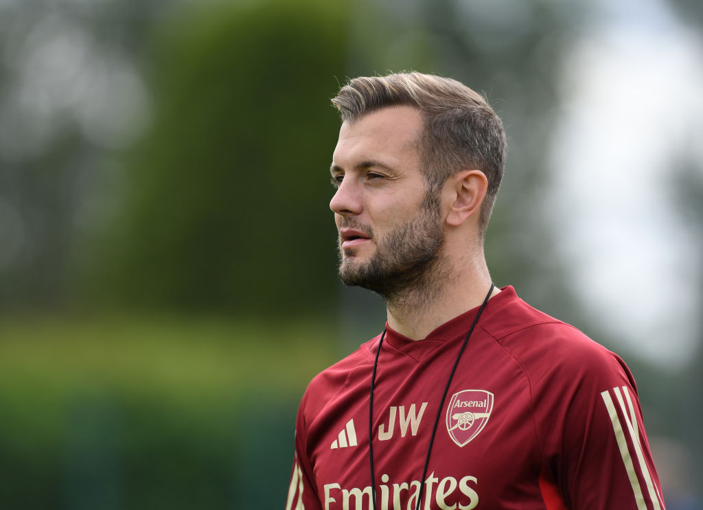 Jack Wilshere during the pre season friendly between Arsenal U18 and Sutton United at London Colney on July 11, 2023 in St Albans, England. (Photo by David Price/Arsenal FC via Getty Images)