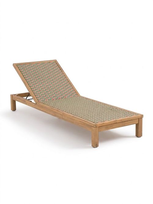 Briana Sun Lounger in Acacia and Woven Resin