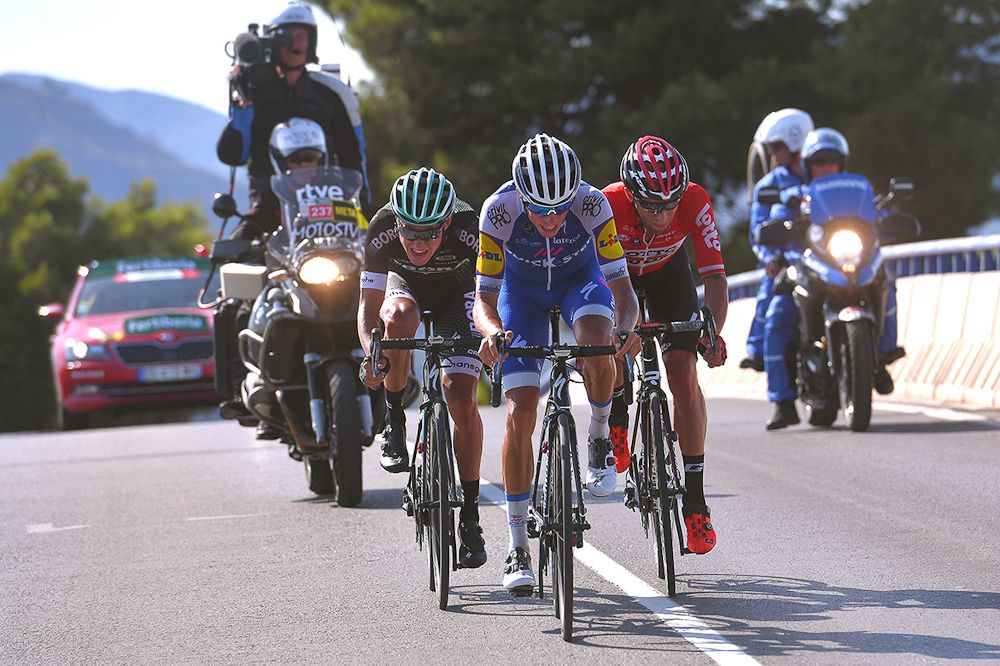 Enric Mas, Tomasz Marczynski and Pawel Poljanski in the final breakaway of the day