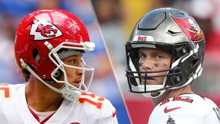 (L to R) Patrick Mahomes and Tom Brady will face-off in the Chiefs vs Buccaneers live stream