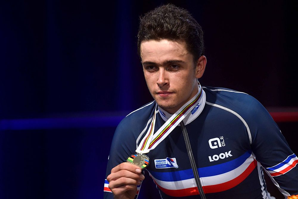 Clement Betouigt-Suire (France) takes the silver medal in the junior men's road race