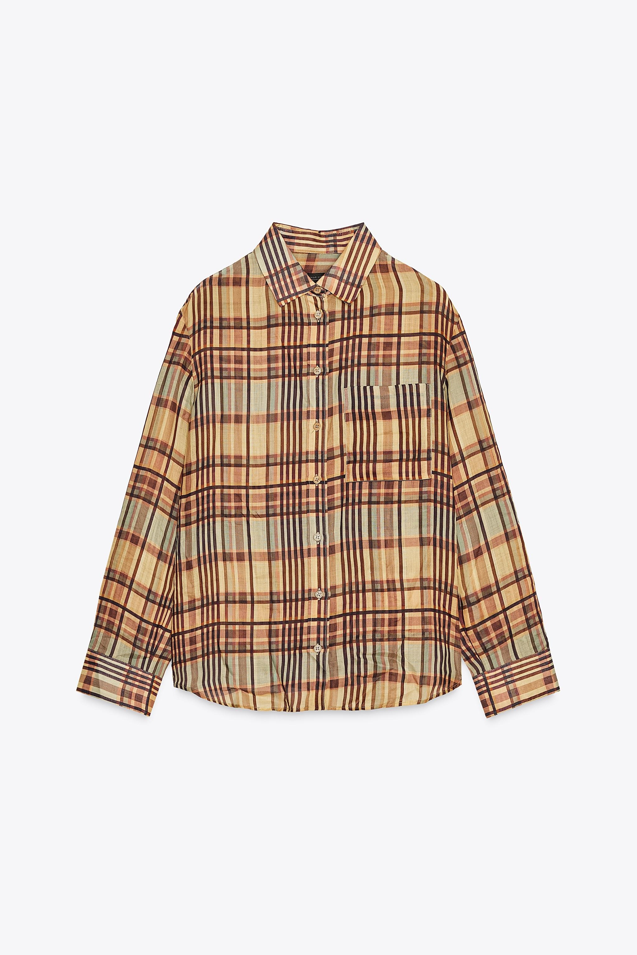 ZARA, Zw Collection Ramie Plaid Shirt