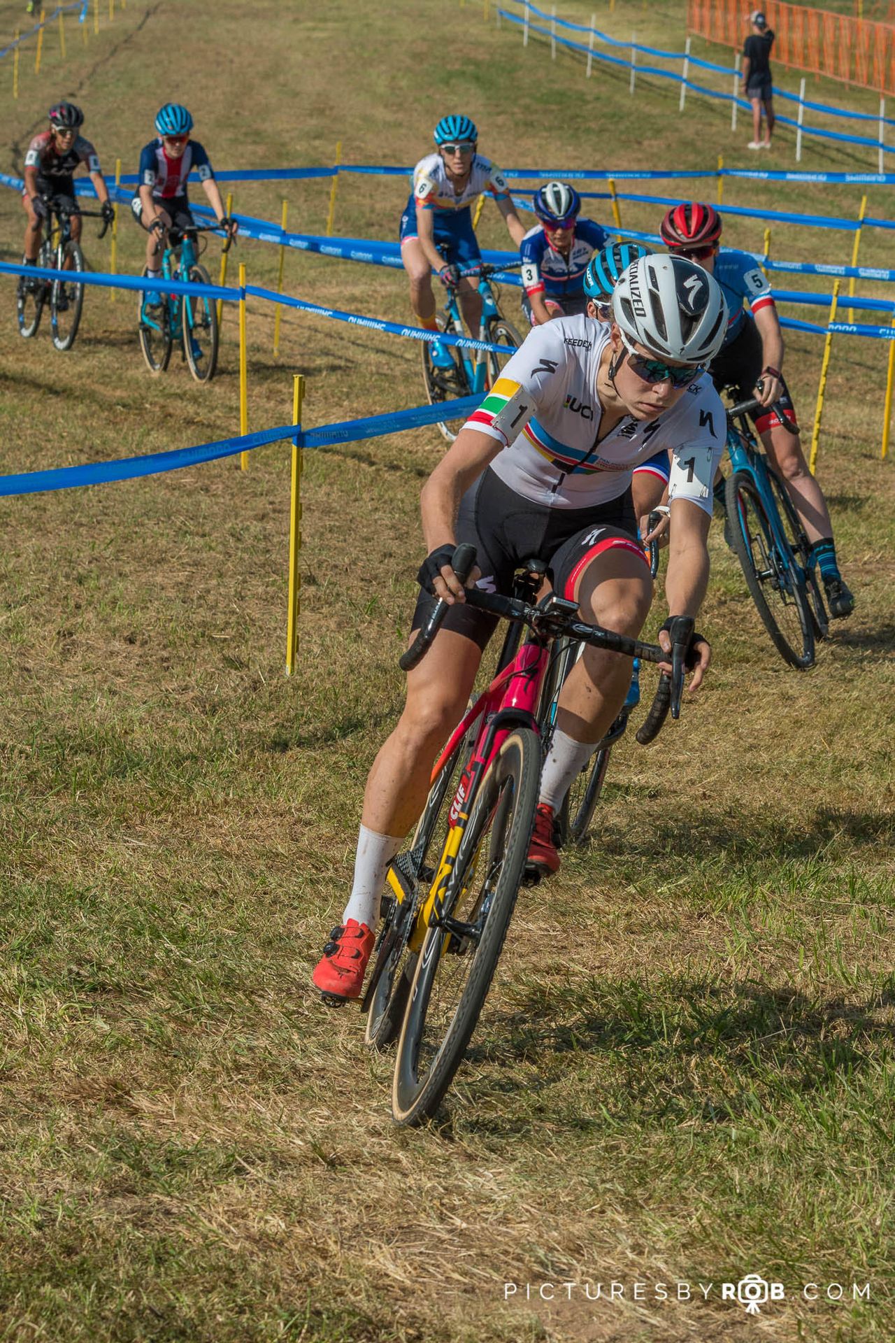 Maghalie Rochette (Specialized X Feedback Sports) wasted no time getting to the front on lap one
