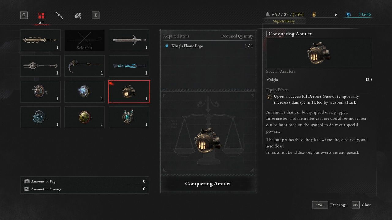 Lies of P boss weapons menu