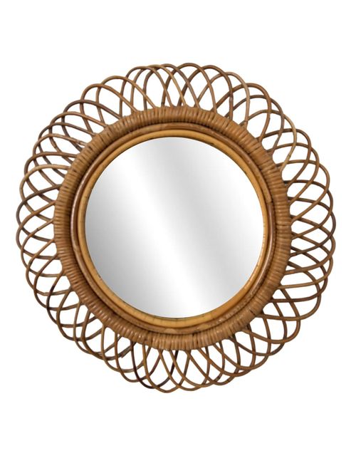 Rattan Bamboo Mirror, Italy, 1960s