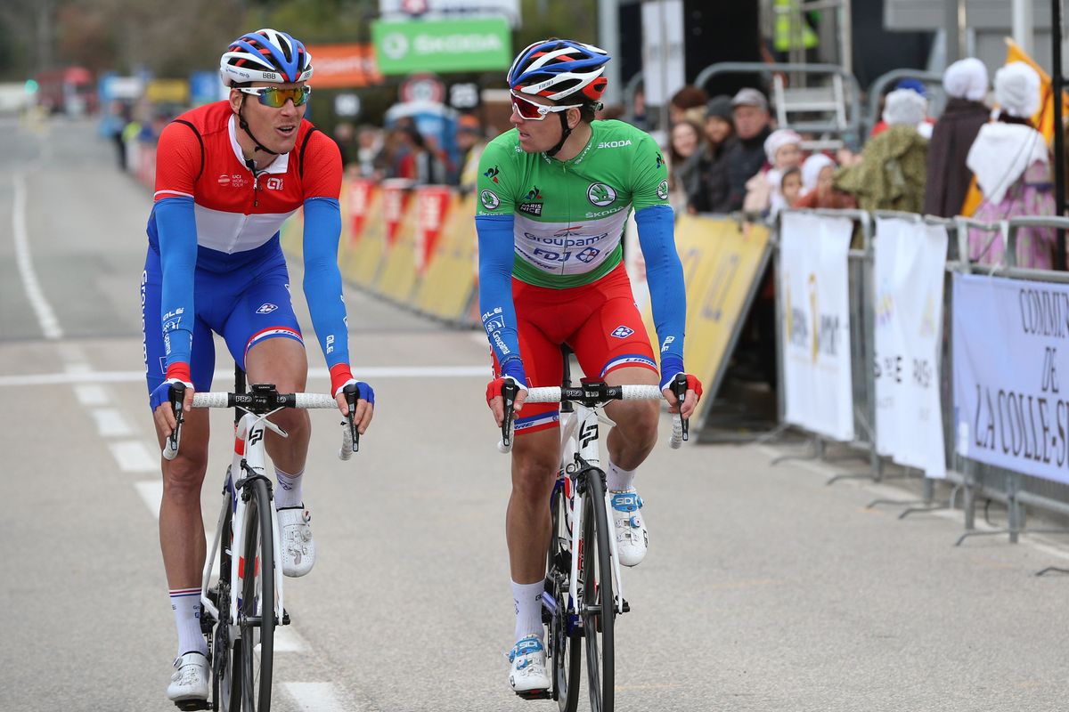Arnaud Demare rolls across the line 20 minutes after the winner