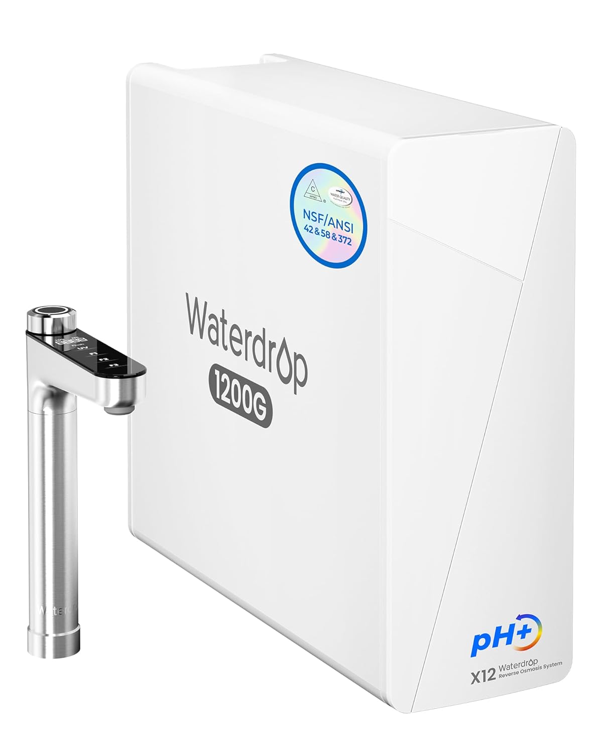 Waterdrop X12 Alkaline Mineral Ph+ Reverse Osmosis System, Nsf/ansi 58&amp;amp;372 Certified, 1200 Gpd Fast Flow Ro Water Filter, 11-Stage Filtration Tankless Ro System, 3:1 Pure to Drain, Undersink, Bpa Free
