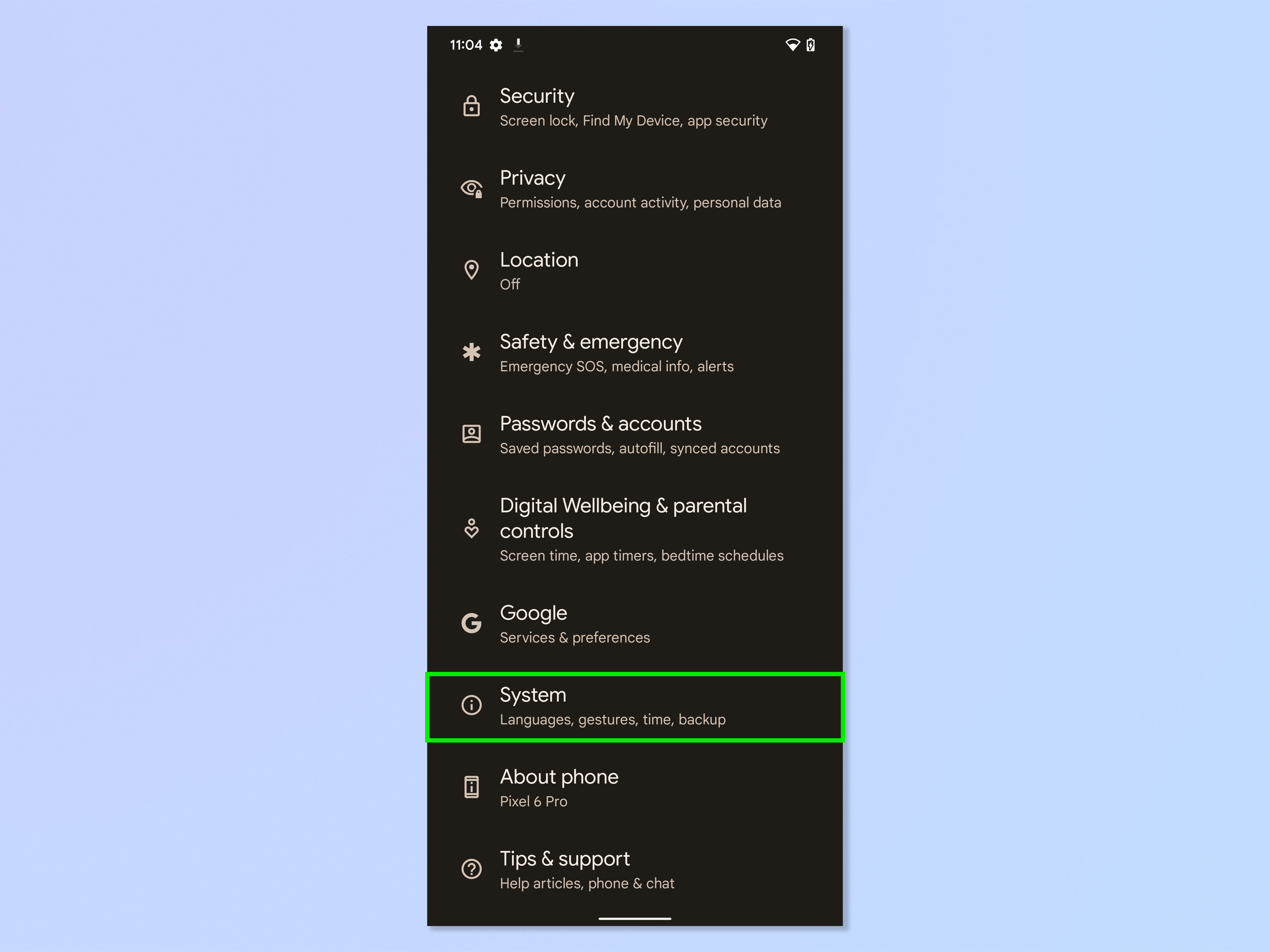 لقطة شاشة توضح الخطوات المطلوبة لتحديث Android