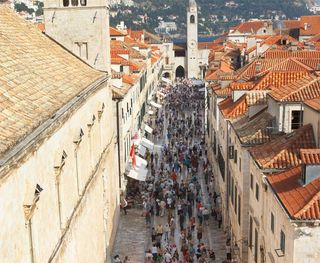 a crowded street in Old Town Croatia
