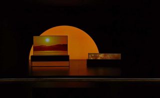 LG Electronics and Foster + Parners TV showing an image of a sunset