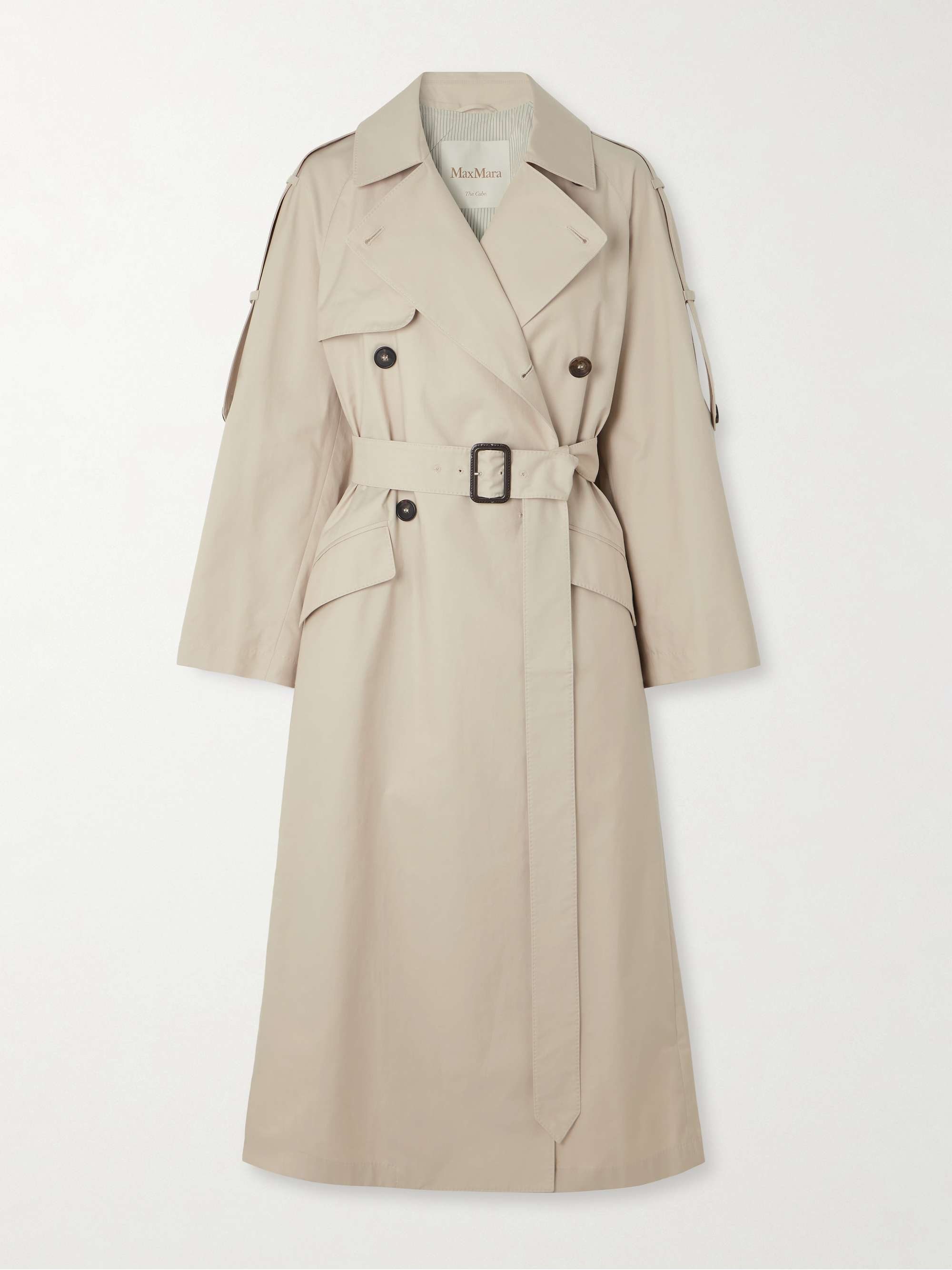 Delfino Double-Breasted Belted Cotton-Blend Twill Trench Coat