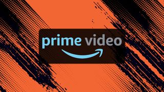 Prime Video logo on orange and black background