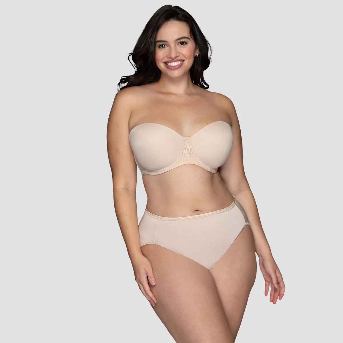 Vanity Fair Lingerie Women's Smoothing Underwire Strapless Bra Inspired by You - Beige 38d: Removable Convertible Straps, Molded Cup, Microfiber