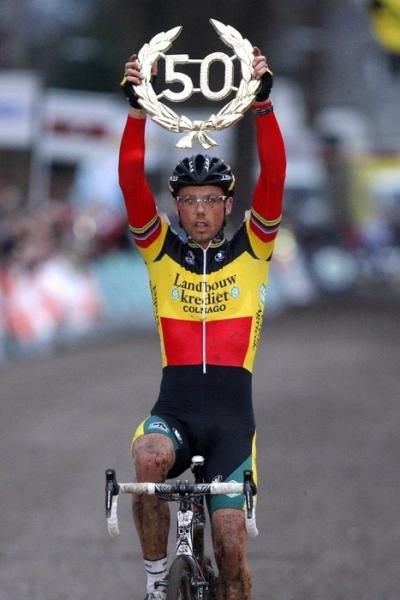 Sven Nys (Landbouwkrediet - Colnago) records his 50th Superprestige race win.