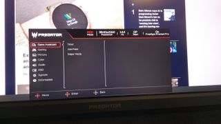 The menu of the Acer Predator X32QFS gaming monitor.