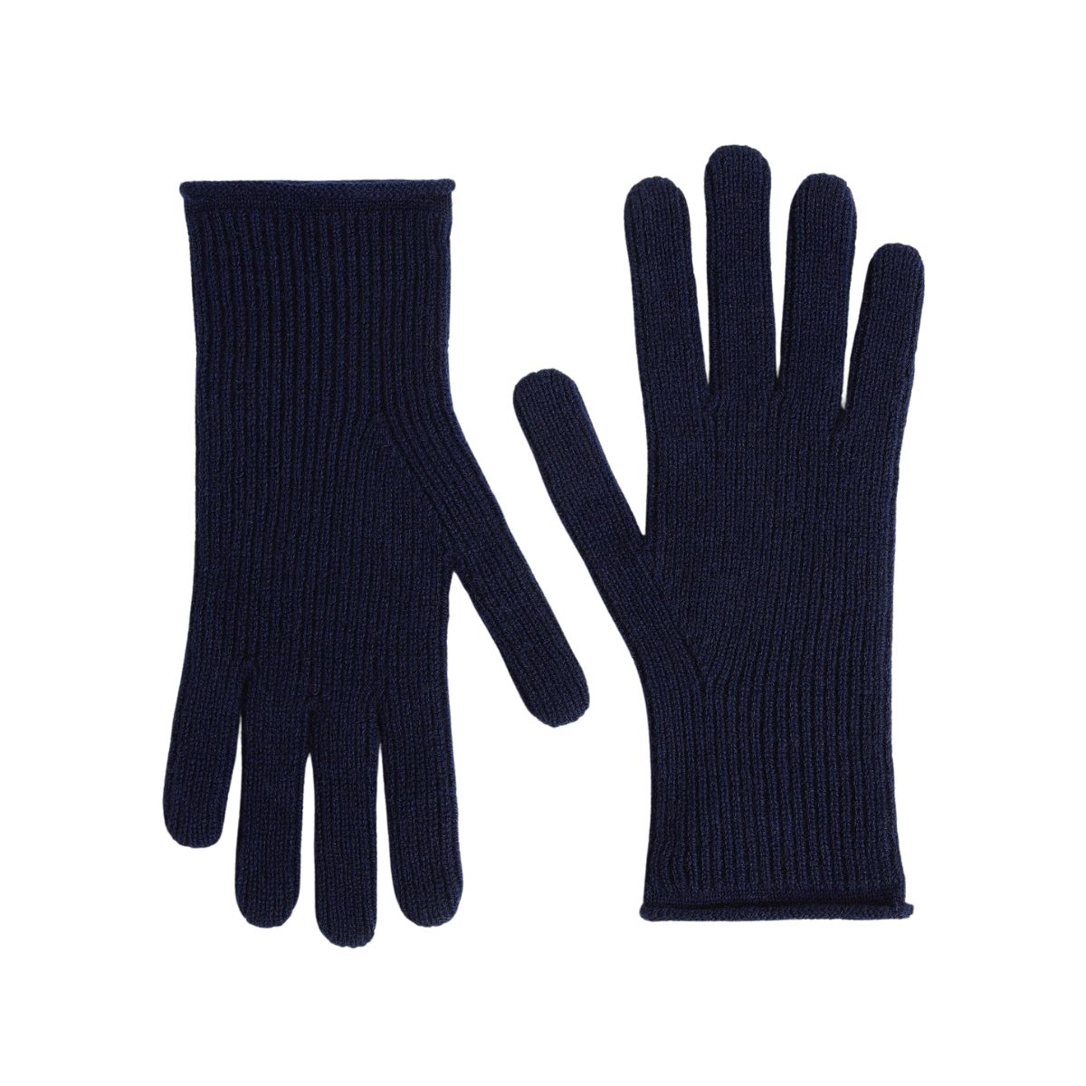 Women&#039;s Cashmere Merino Ribbed Gloves - Indigo - Indigo / S/m