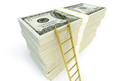 ladder rested on the dollar banknotes