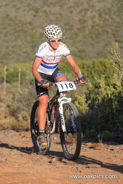 British road race champion, Sharon Laws, on her way to second place in the women's race.