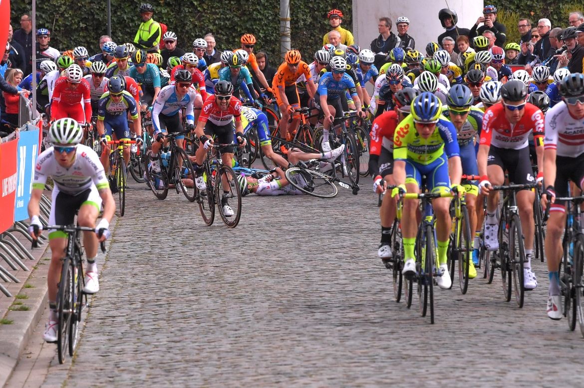 A crash disrupted the peloton