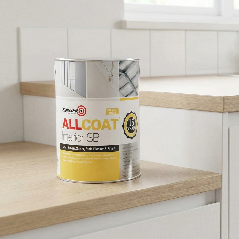 Zinsser AllCoat Interior on wooden worktop