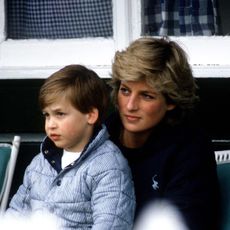Prince William and Princess Diana attend the polo