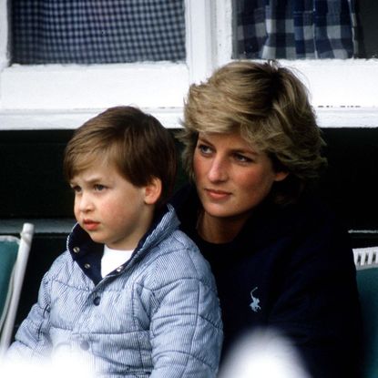 Prince William and Princess Diana attend the polo