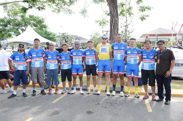 Team Corbusier enjoy their yellow jersey