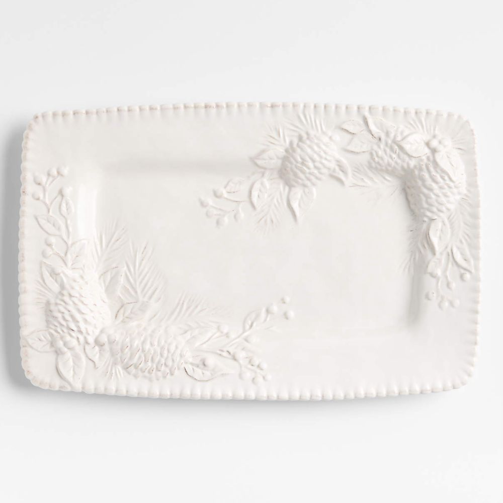 rectangular embossed white serving platter