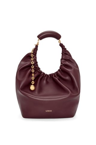 Squeeze Small Chain-Embellished Gathered Leather Shoulder Bag