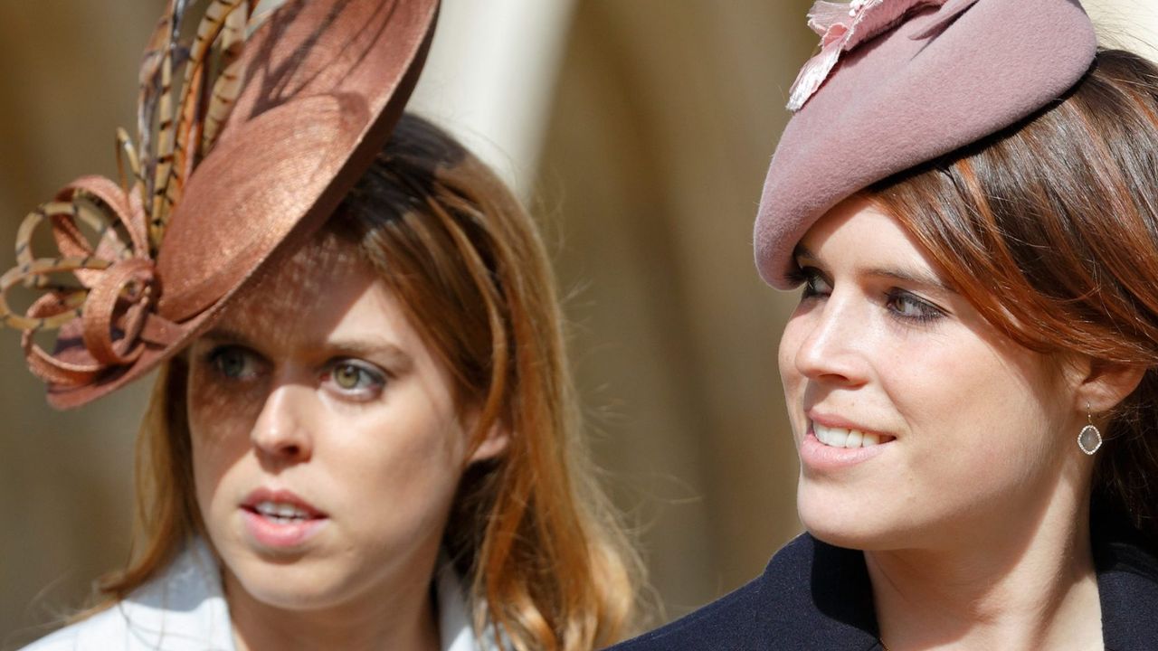 Princess Beatrice and Princess Eugenie attend the traditional Easter Sunday church service at St George&#039;s Chapel, Windsor Castle on March 27, 2016 in Windsor, England.