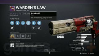 Destiny 2 Warden's Law nightfall hand cannon perks