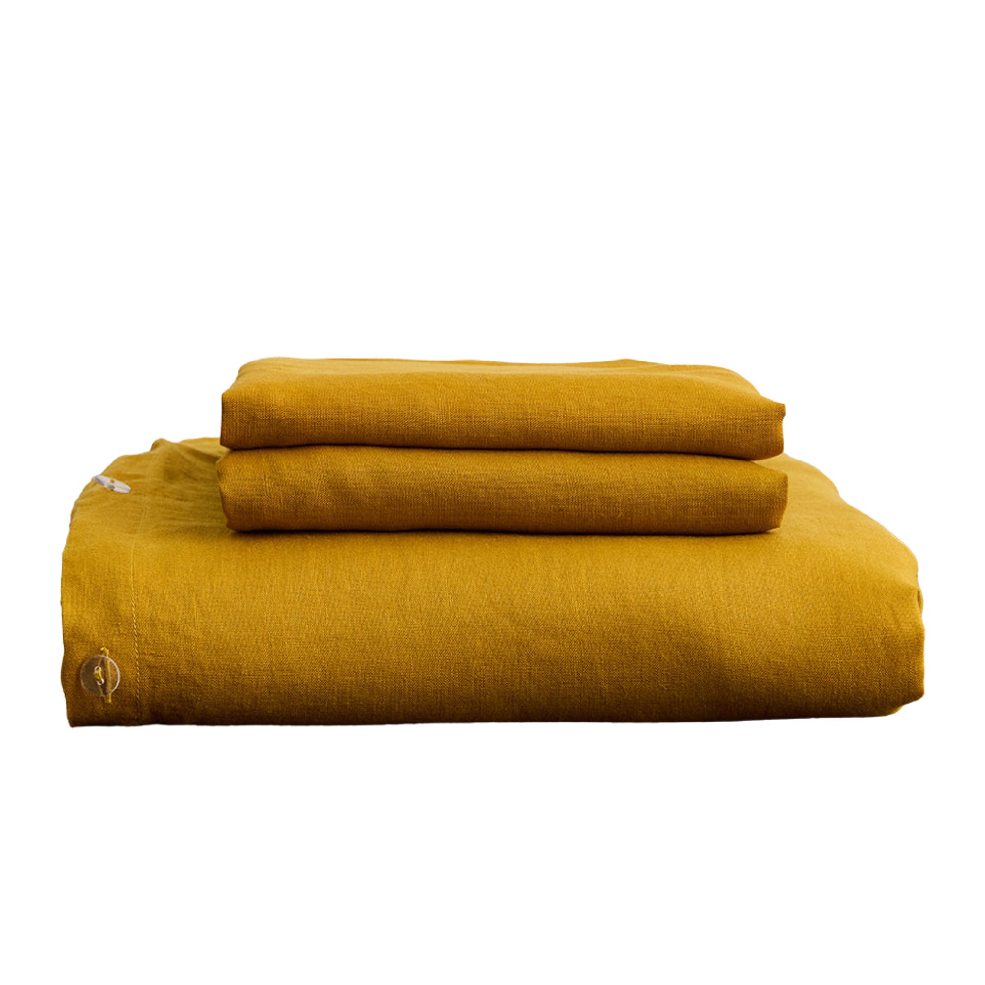 Bed Threads, Turmeric 100% French Flax Linen Duvet Cover Set