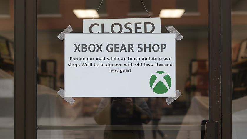 Xbox Gear Shop sign on a "closed" door, generated with Gemini