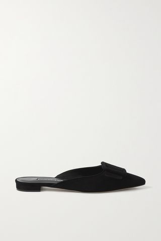 Maysale Buckled Suede Point-Toe Flats